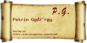 Petrin György névjegykártya
